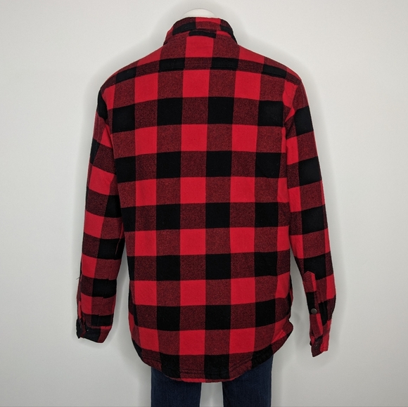 Falls Creek red black plaid fleece & flannel button up jacket - Picture 5 of 9